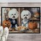 Edge Collections - 24" x 36" - Multicolor - Bichon Frise Fall Kitchen Pumpkins Doormat Non Slip Washable - 1 Piece